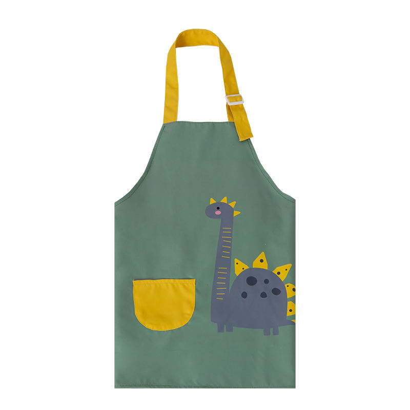 Multi-Purpose Waterproof Dinosaur Printed Kids Apron for Daily Use